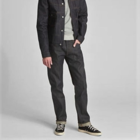 Gap Selvedge Straight Jeans 34/30 Raw Indigo - Picture 3 of 6